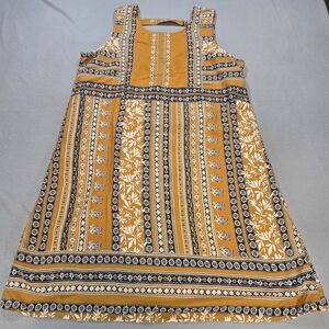Maurices Mustard Boho Sleeveless Dress Size L Floral & Stripe Print